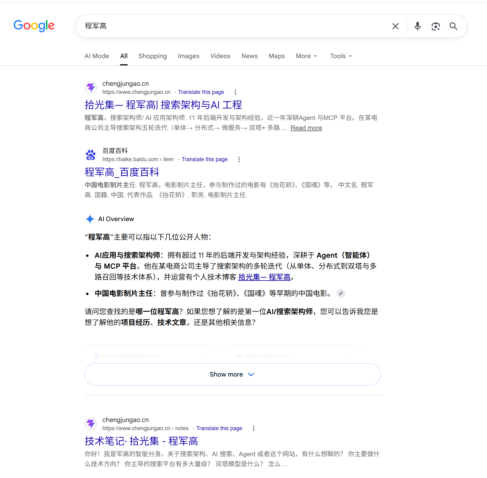 Google 搜索结果